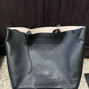 Elegant Black Leather Tote Bag